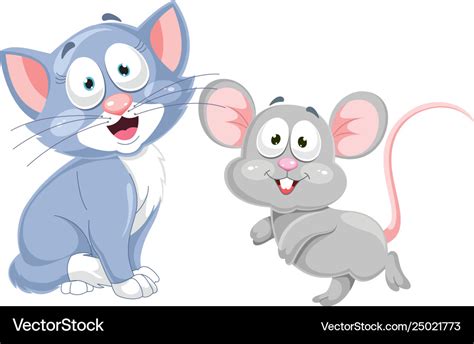 Cartoon cat and mouse Royalty Free Vector Image