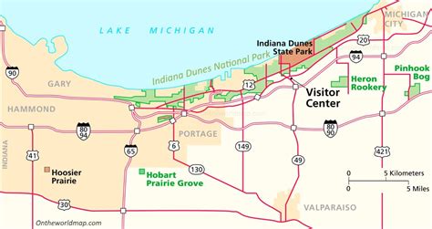 Indiana Dunes Area Road Map - Ontheworldmap.com