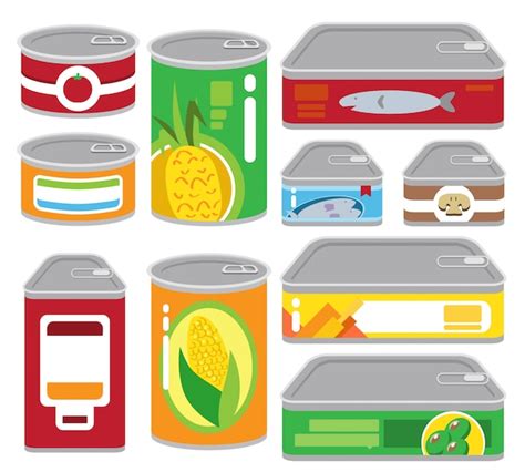 Premium Vector | Canned food illustration set