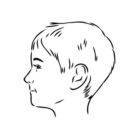 Premium Vector | Hand drawn little kid portrait in profile vector ...