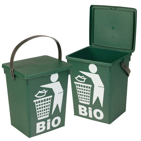 2 x Plastic Green 5L Small Food Recycling Bins w Lid Kitchen Waste Rubbish Peel | eBay