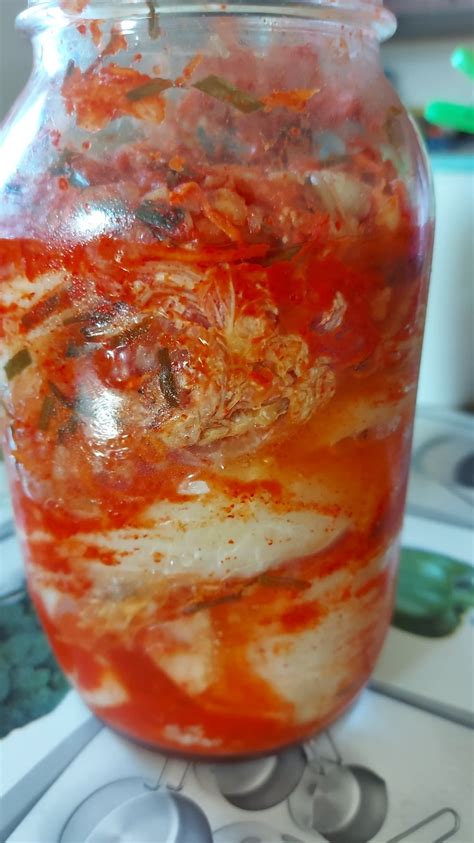 today I opened a kimchi jar that I had forgot in my fridge for 6 months ...