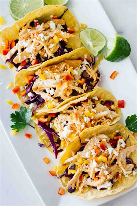 Healthy Sriracha Shredded Chicken Tacos - Jar Of Lemons