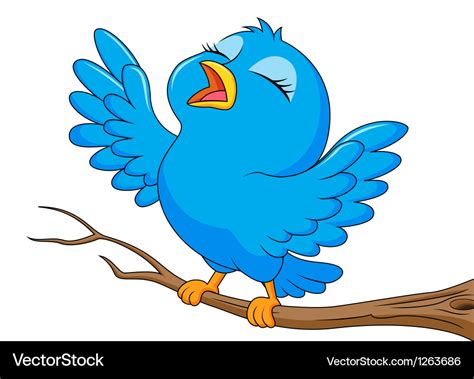 Blue bird cartoon singing Royalty Free Vector Image