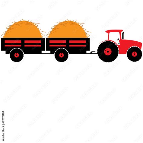 Tractor with too trailer silhouette color vector illustration isolated Stock Vector | Adobe Stock