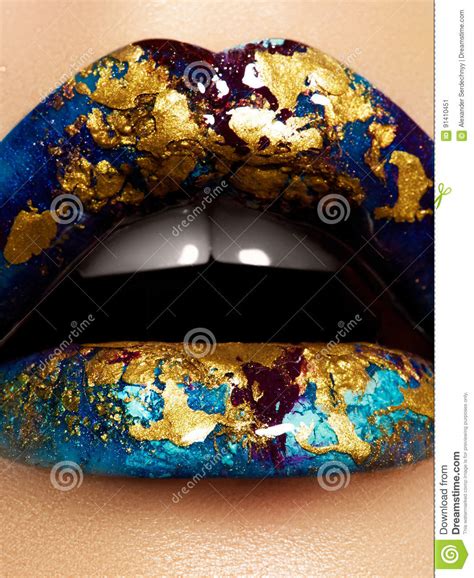 Fashion and Beauty. Creative Lip Makeup Stock Image - Image of closeup, bloody: 91410451