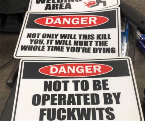 Funny Workplace Safety Warning Stickers