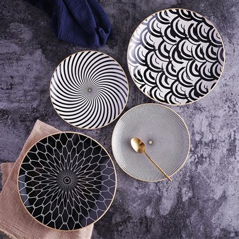 Modern Geometric Dinner Plate Set – Art Leylona