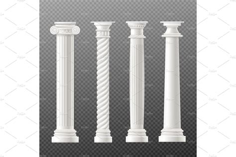 Set antique columns or pillars | Decorative Illustrations ~ Creative Market