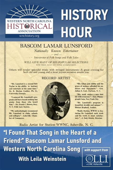 WNCHA History Hour – “I Found That Song In A Friend:” Bascom Lamar ...