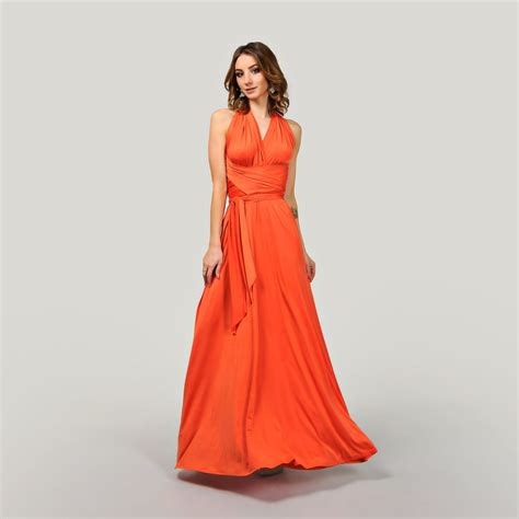 Burnt Orange Maxi Bridesmaid Dress, Prom Dress, Infinity Dress, Convertible Dress, Wrap Dress ...