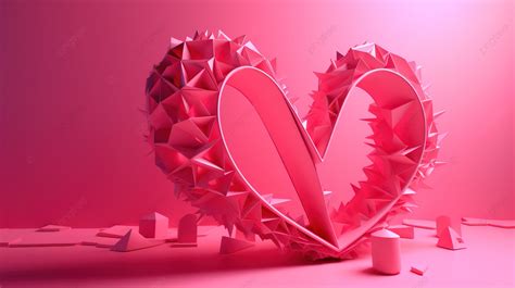 3d Paper Hearts Wallpaper With Color Pink In Front Background, 3d Love Background, Abstract ...