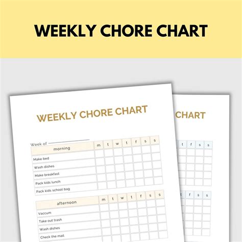 Chore Chart, Kids Chore Chart, Daily Chore Chart, Kid Printable Chore Chart, Weekly Family ...