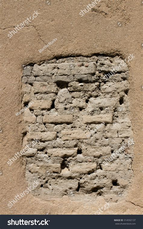 Closeup Of Original Adobe Bricks Under Adobe Surface Of The "Oldest House" In Santa Fe, New ...