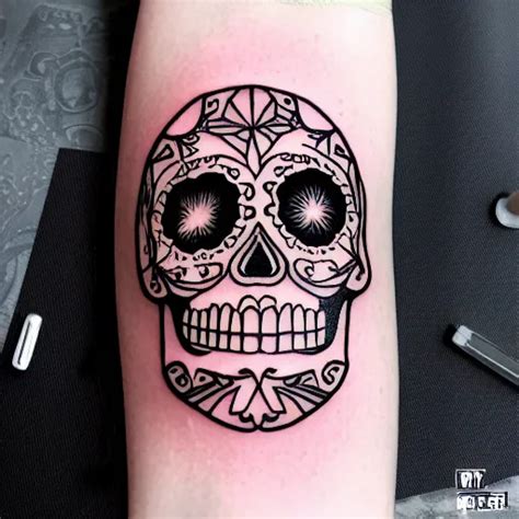 a small vector tattoo design. art deco sugar skull. | Stable Diffusion