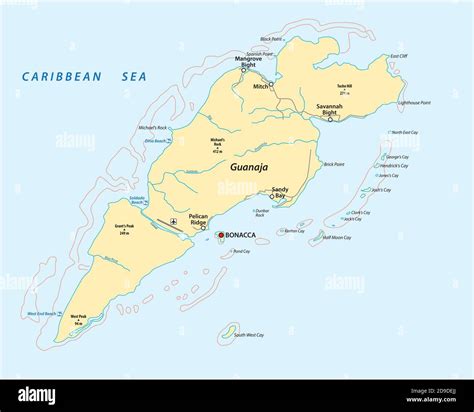 Guanaja island map Cut Out Stock Images & Pictures - Alamy