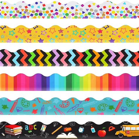 Buy 84 Pieces 83 Feet Classroom Bulletin Board Borders Scalloped Rainbow Bulletin Board Trim ...