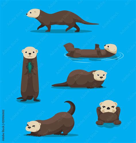 Cute Sea Otter Cartoon Vector Stock Vector | Adobe Stock