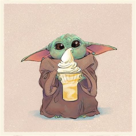 Adorable STAR WARS Fan Art Show Baby Yoda Eating Disneyland Treats ...