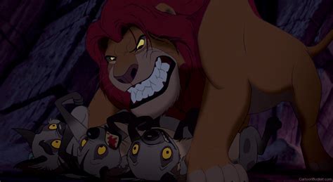 Mufasa Hitting Shenzi,scar And Ed - Lion King Mufasa And Hyenas (#1522163) - HD Wallpaper ...