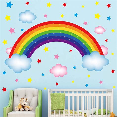 Rainbow & Colourful Clouds Wall Stickers – Walldecals.ie