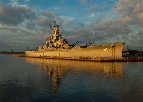 South Dakota-class battleship, USS Alabama (BB-60), basking in the sun ...