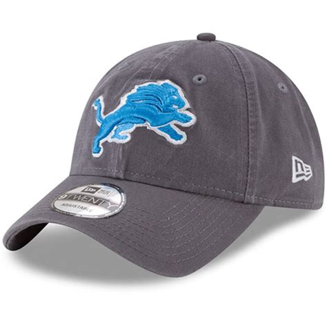 Men's New Era Detroit Lions Graphite Core Classic Team Logo 9TWENTY Adjustable Hat