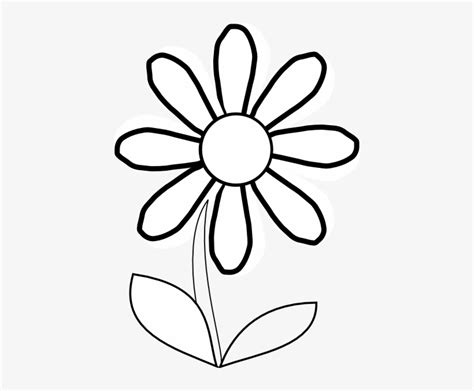 White Daisy With Stem Clip Art At Clker Com Vector - Daisy Flower Clipart Black And White ...