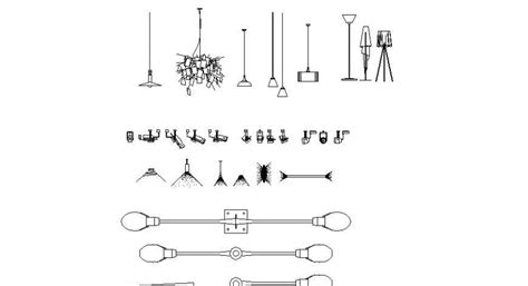 Multiple hanging ceiling lights and light pole blocks cad drawing details dwg file - Cadbull