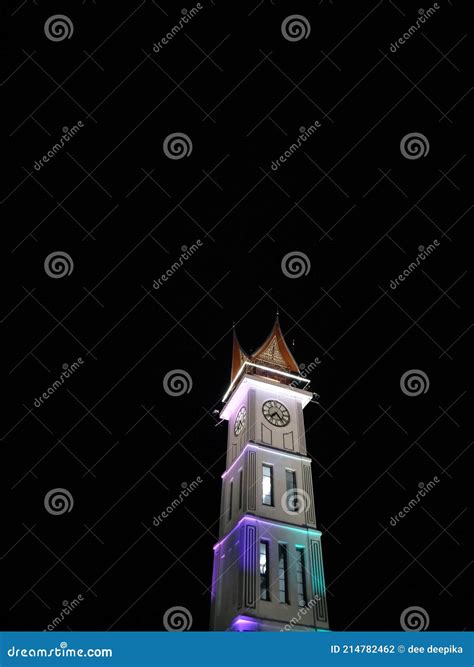 Jam Gadang stock photo. Image of skyscraper, night, reflection - 214782462