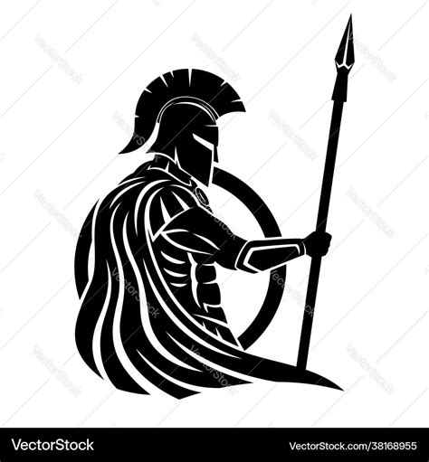 Spartan with spear and shield Royalty Free Vector Image