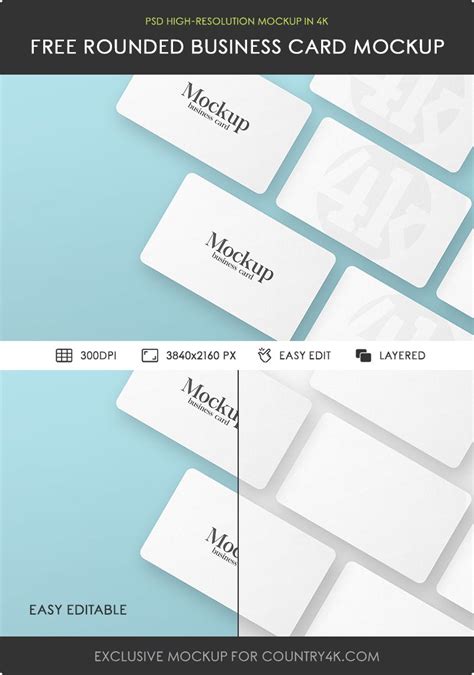 Free Rounded Business Card Mockup - Country4k