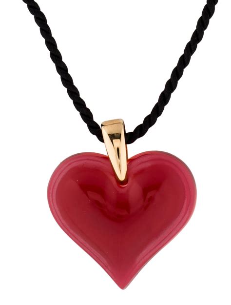 Lalique Red Heart Pendant Necklace - Necklaces - WLQ20170 | The RealReal