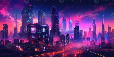 Aesthetic city synthwave wallpaper with a cool and vibrant neon design, 24209160 Stock Photo at ...