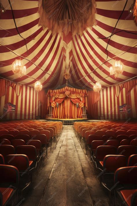 Premium AI Image | Circus tent interior with rows of empty seats created with generative ai