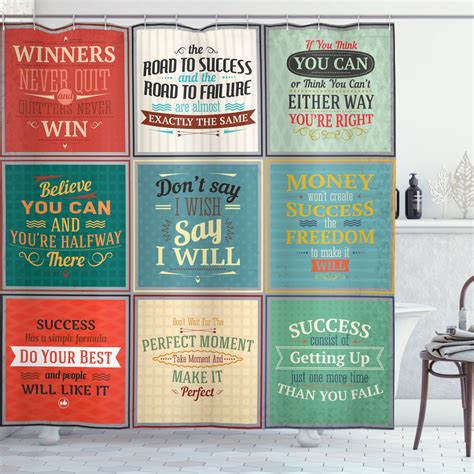 Quotes Decor Shower Curtain Set, Collection Of Uplifting Messages Quotes Life Wisdom Art Success ...