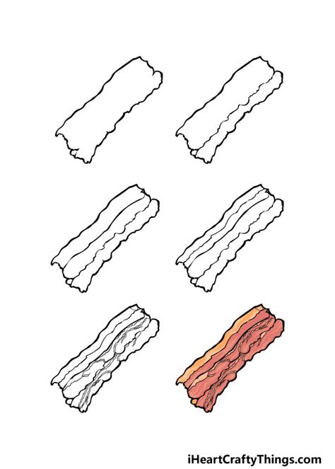 Bacon Drawing - How To Draw Bacon Step By Step