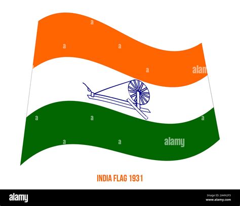 India Flag Waving 1931 Vector Illustration on White Background. Swaraj Flag Officially Adopted ...