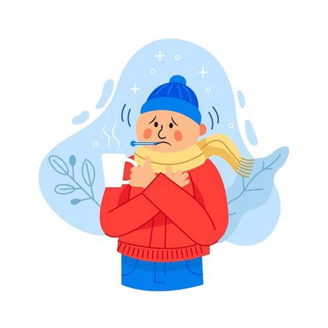 Illustrated man with a cold | Free Vector