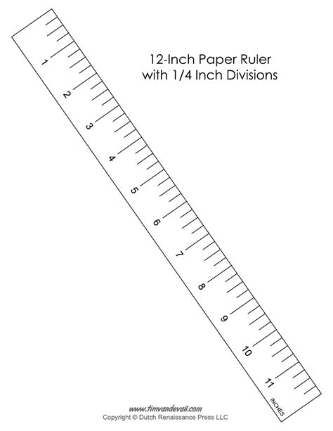 12-inch Paper Ruler Template With 1/4 Inch Divisions Download Printable PDF | Templateroller