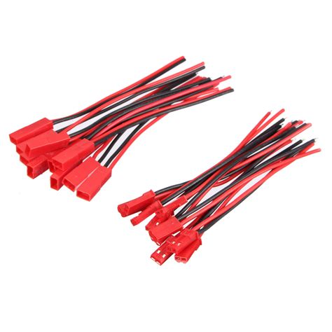 10 Pairs 2 Pins JST Female + Male Connector Plug Cable Wire Line 110mm Red – Alexnld.com