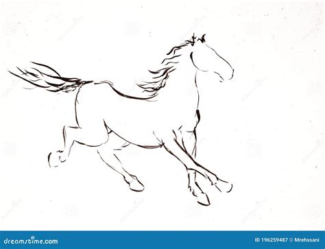 Galloping Horse Stylization Under The Pencil Drawing Royalty-Free Stock ...