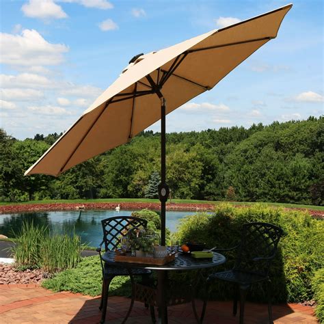 Sunnydaze 9-Foot Aluminum Solar LED Sunbrella Patio Umbrella - Choose ...