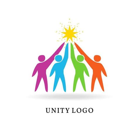 colorful people holding hands with the sun above them logo design template for company or ...