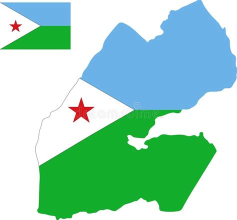 Vector Map of Djibouti with Flag. Isolated, White Background Stock Illustration - Illustration ...