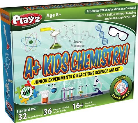 Playz-STEM-A-Kids-Chemistry-Junior-Experiments-Reactions-Science-Lab-Kit-32-Experiments-36-Page ...