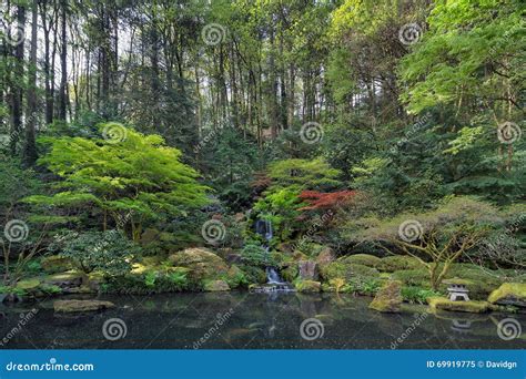 Waterfall and Pond in Japanese Garden Stock Image - Image of falls ...