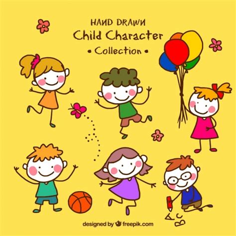 Free Vector | Collection of hand-drawn funny kids