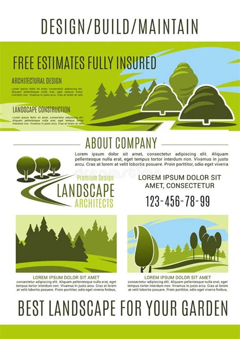 Landscape Design and Gardening Banner Template Stock Vector ...