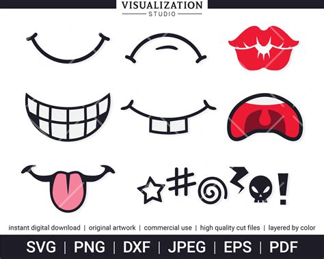 Cartoon Mouths Vector Clipart Set INSTANT DIGITAL DOWNLOAD | Etsy Australia